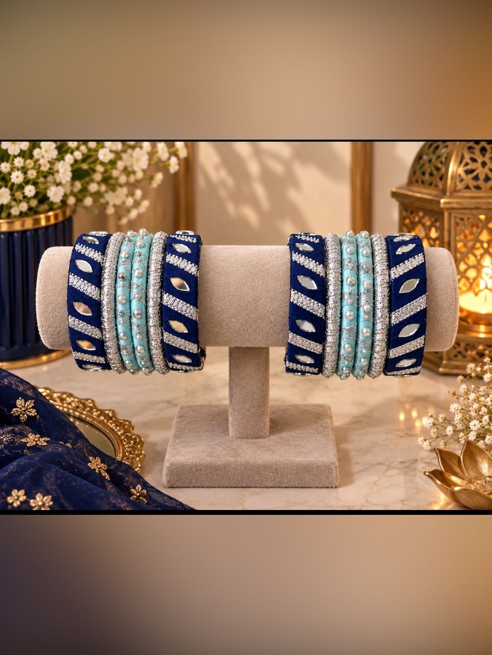 Handcrafted Blue and Turquoise Women's Bangle Set